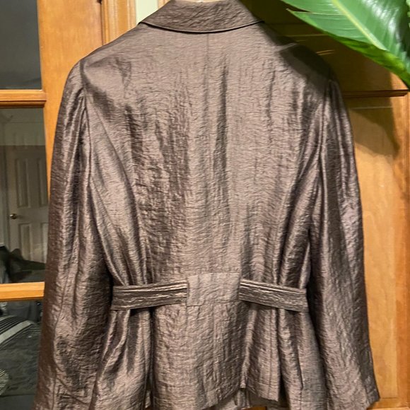 J. Jill  Metallic Copper Tie Belt Jacket Coat Zip Up Button Casual, size 12 - Picture 4 of 6